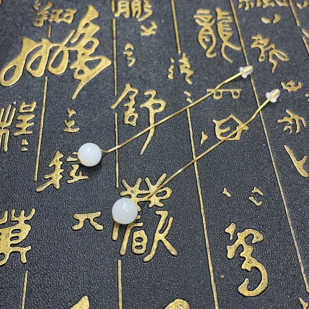 BY0628FPXQ标018 北玉精选 和田玉耳饰