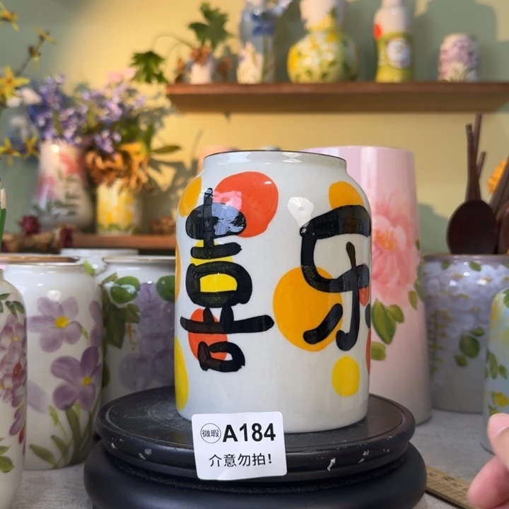 摆件景德镇手绘陶瓷花瓶摆件无孔
