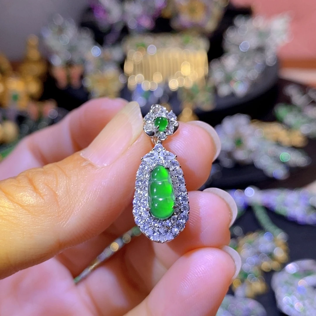 翡翠银S925镶嵌吊坠(不含链)