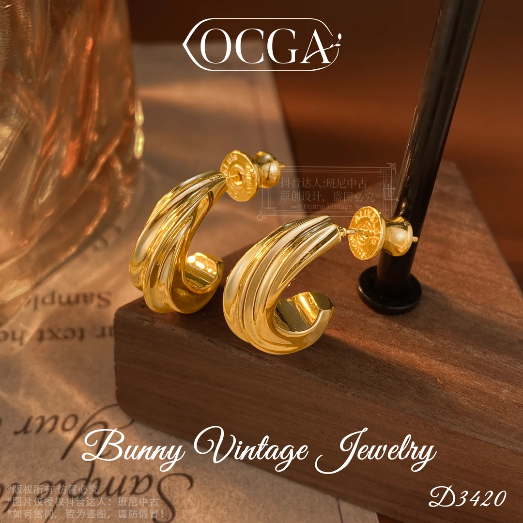 镀K金 D3420 法★【金流沙】冬OCGA 欧斯伽斯 限定 耳钉