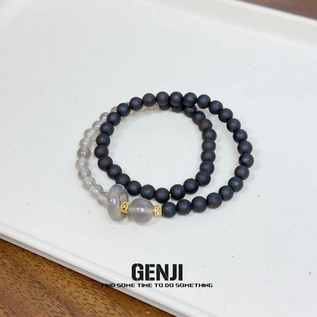 降真香手串双圈烟紫玛瑙跑环原创手工作轻奢简约礼物女生五条经