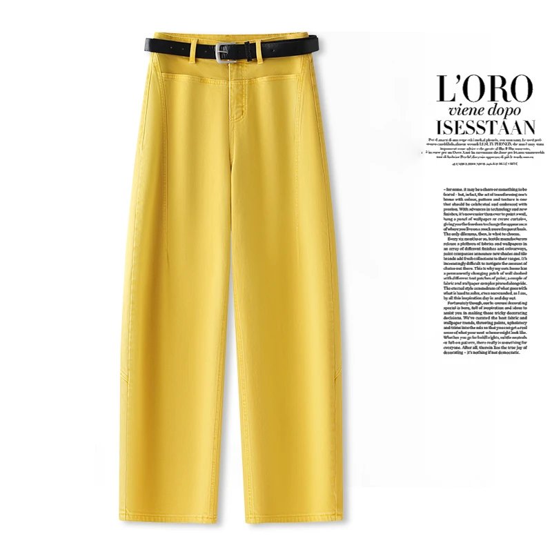 香蕉牛仔裤2025夏季新款薄款高腰时尚休闲弯刀裤宽松女裤子百搭