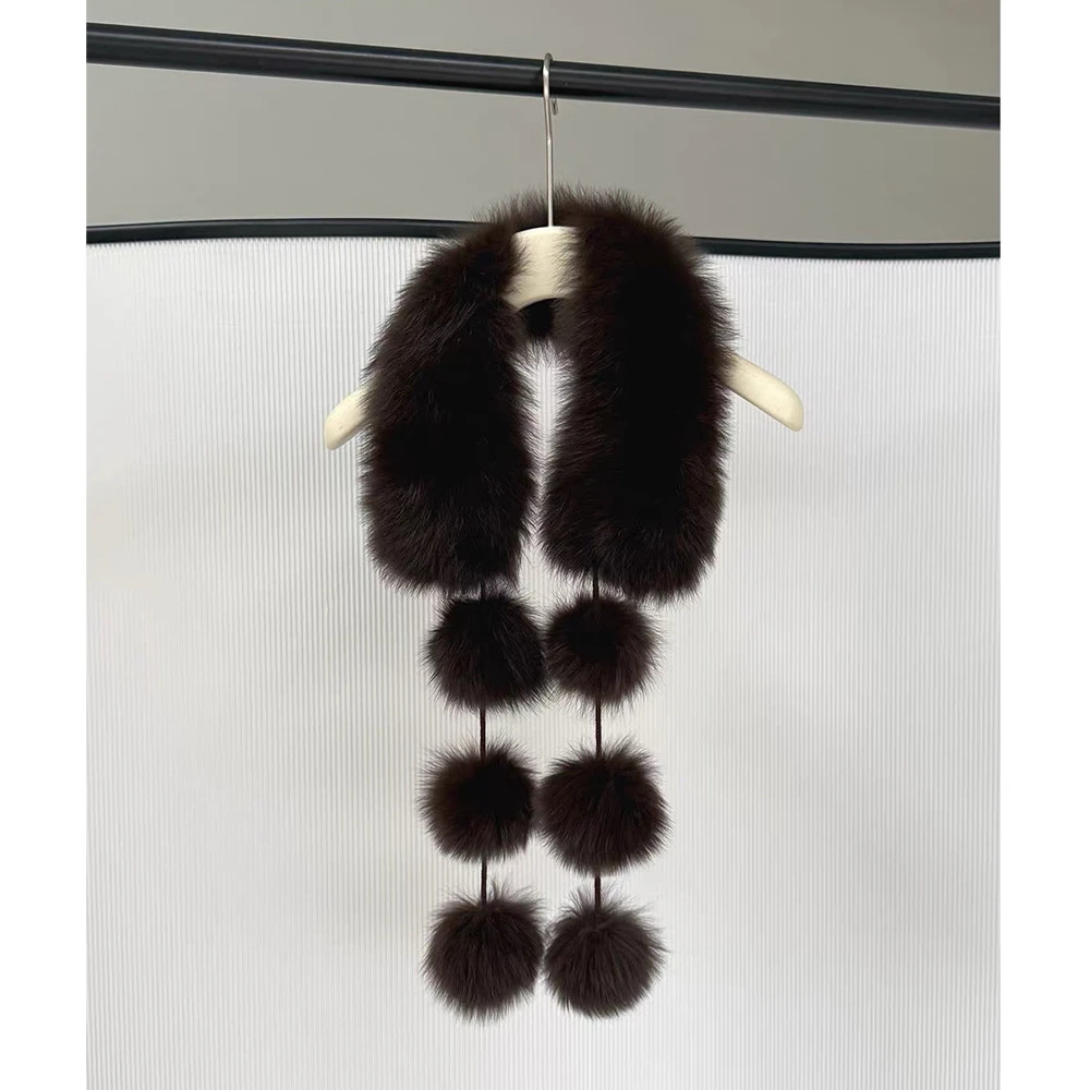 绒耀臻颈 仿狐狸毛轻奢贵气毛球球冬季保暖护颈围脖 LL-6201671