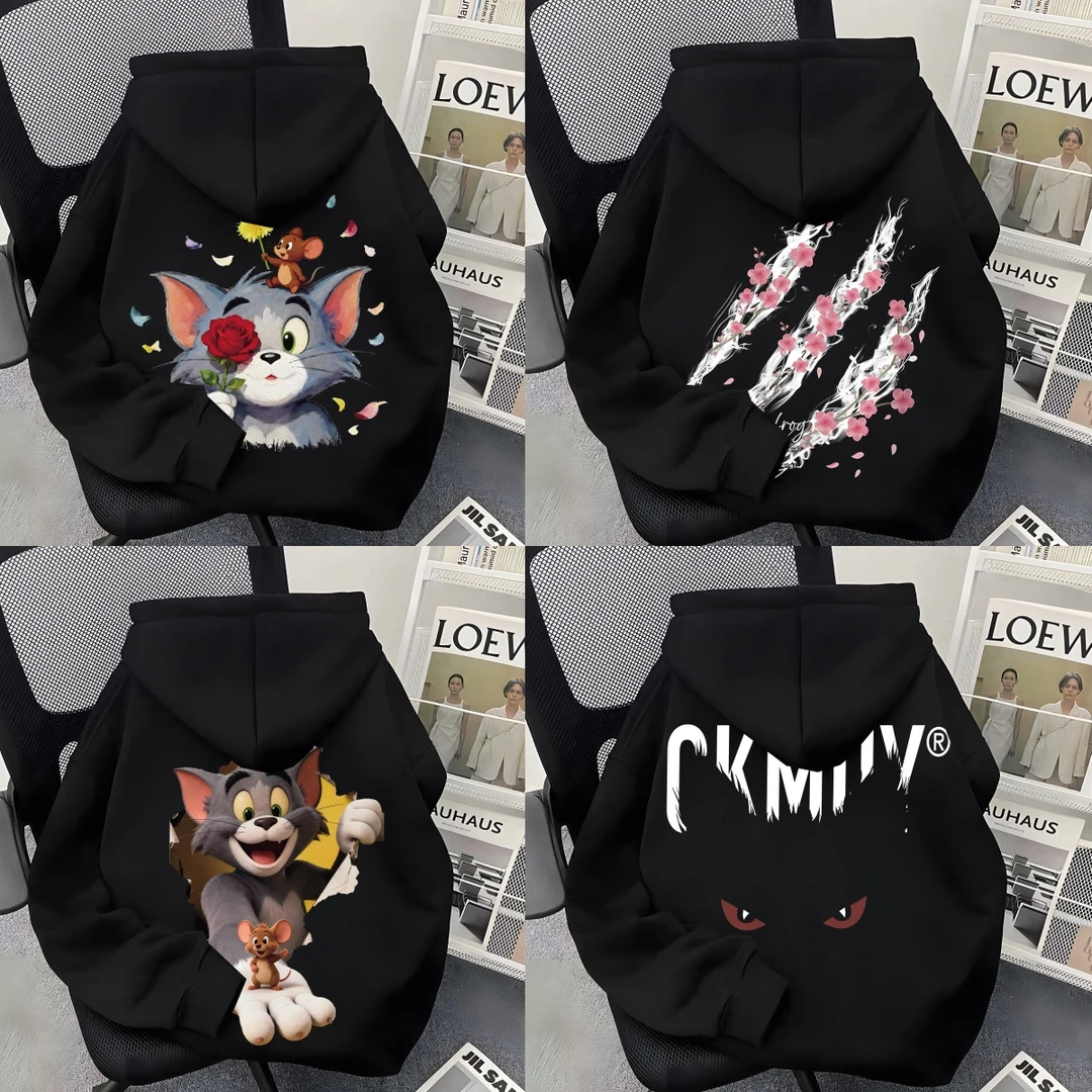 重磅500克加绒加厚连帽卫衣宽松秋冬季国潮小众印花男女同款男装Z