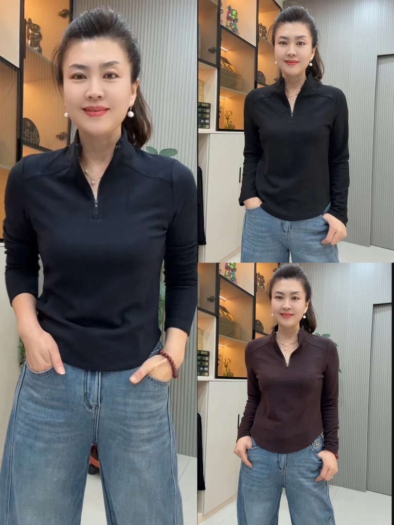 14-半拉链加绒磨毛保暖打底衫