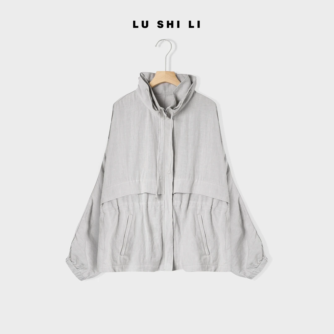 大宁女装 【云褶】夏季100%汉麻防晒短通勤休闲连帽外套35055