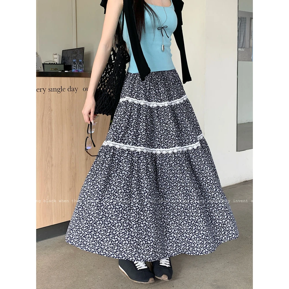 半身裙复古小个子法式高腰半裙连衣裙长款薄款拼接碎花气质