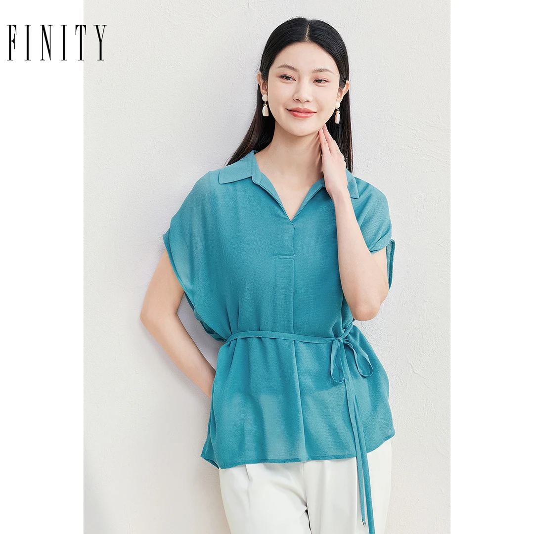 【粉丝专享】FINITY 新款真丝泡泡绉轻薄透气套头衫 F20WC8152T