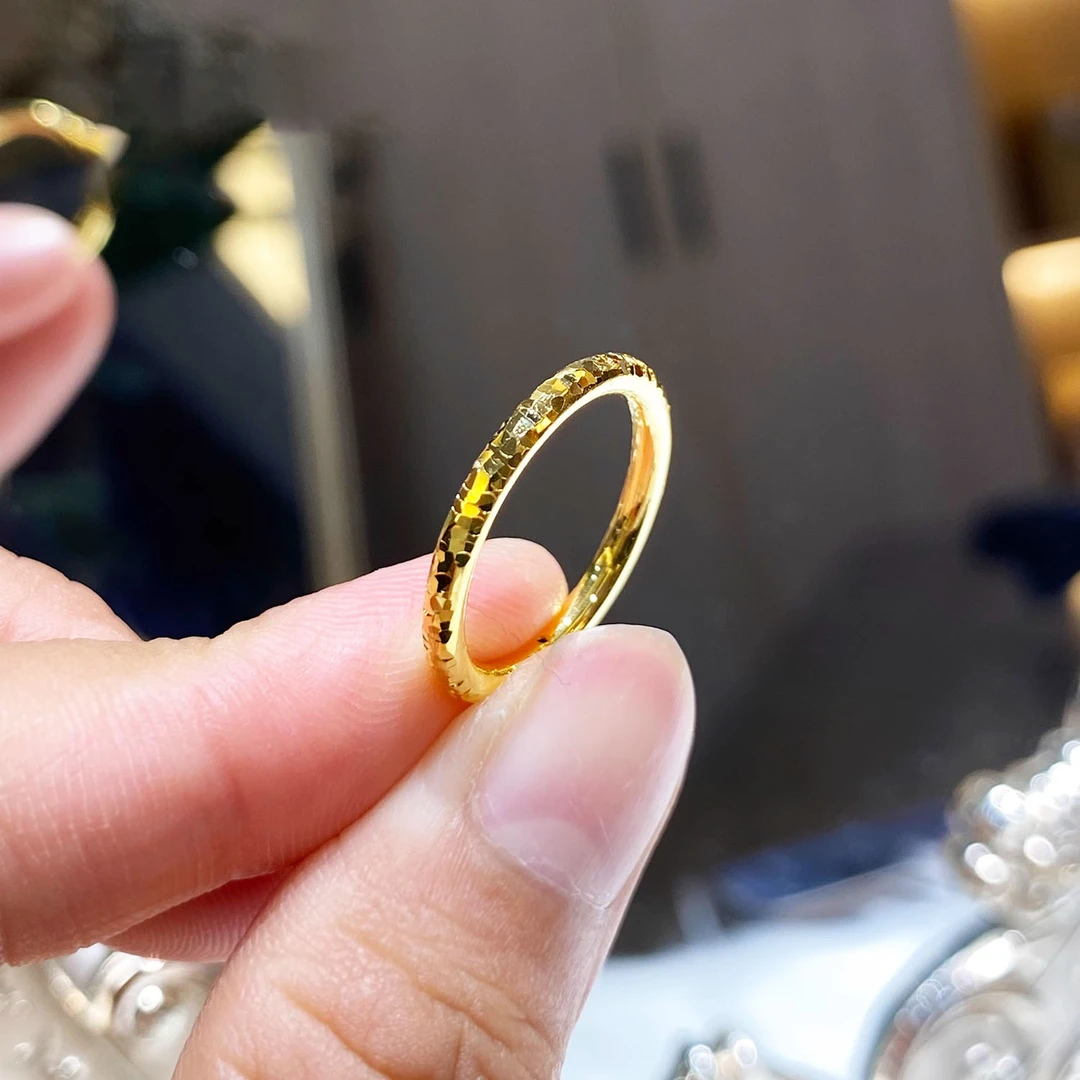 IBELOVE 足金999 5G精工碎冰冰戒指精致百搭时尚素款（圆条）J2