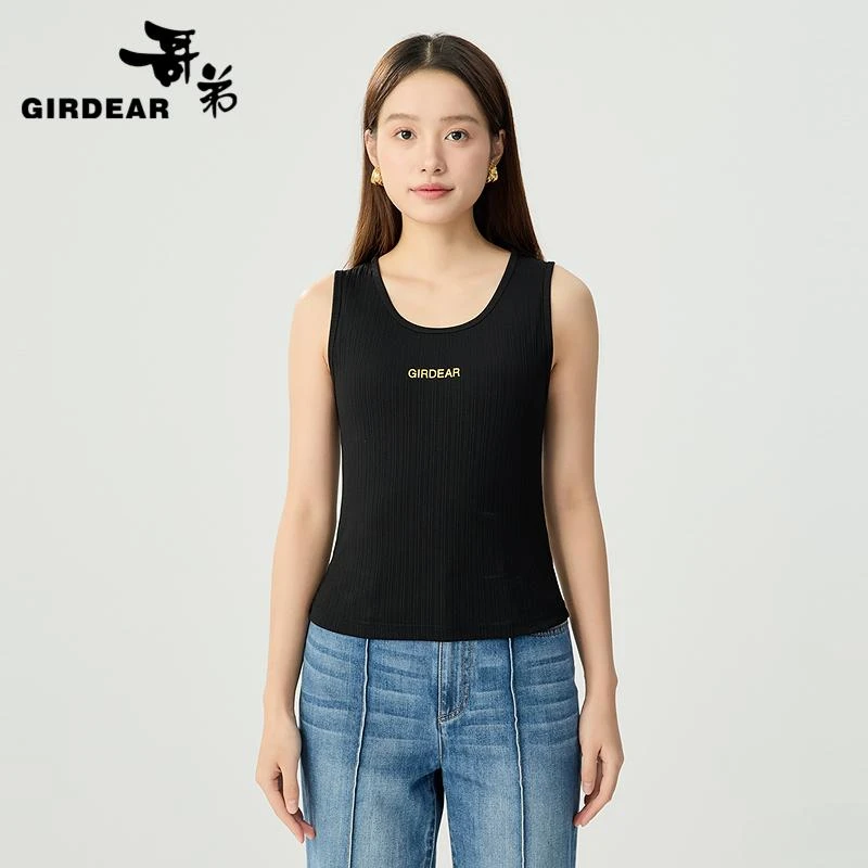 哥弟 GIRDEAR字母经典U型背心t恤130015