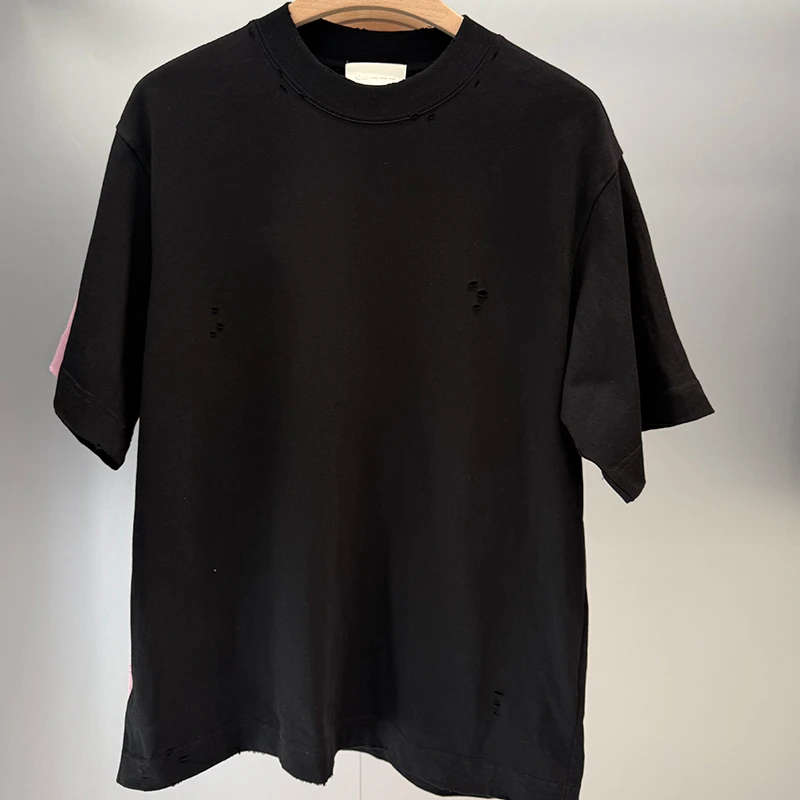 男款T恤破洞百搭纯棉夏季时尚纯色