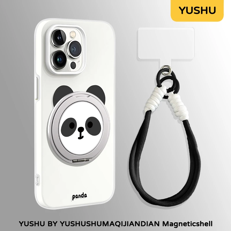 呆萌熊猫手机壳适用于苹果16/华为mate60果冻二合一卡通可爱新款