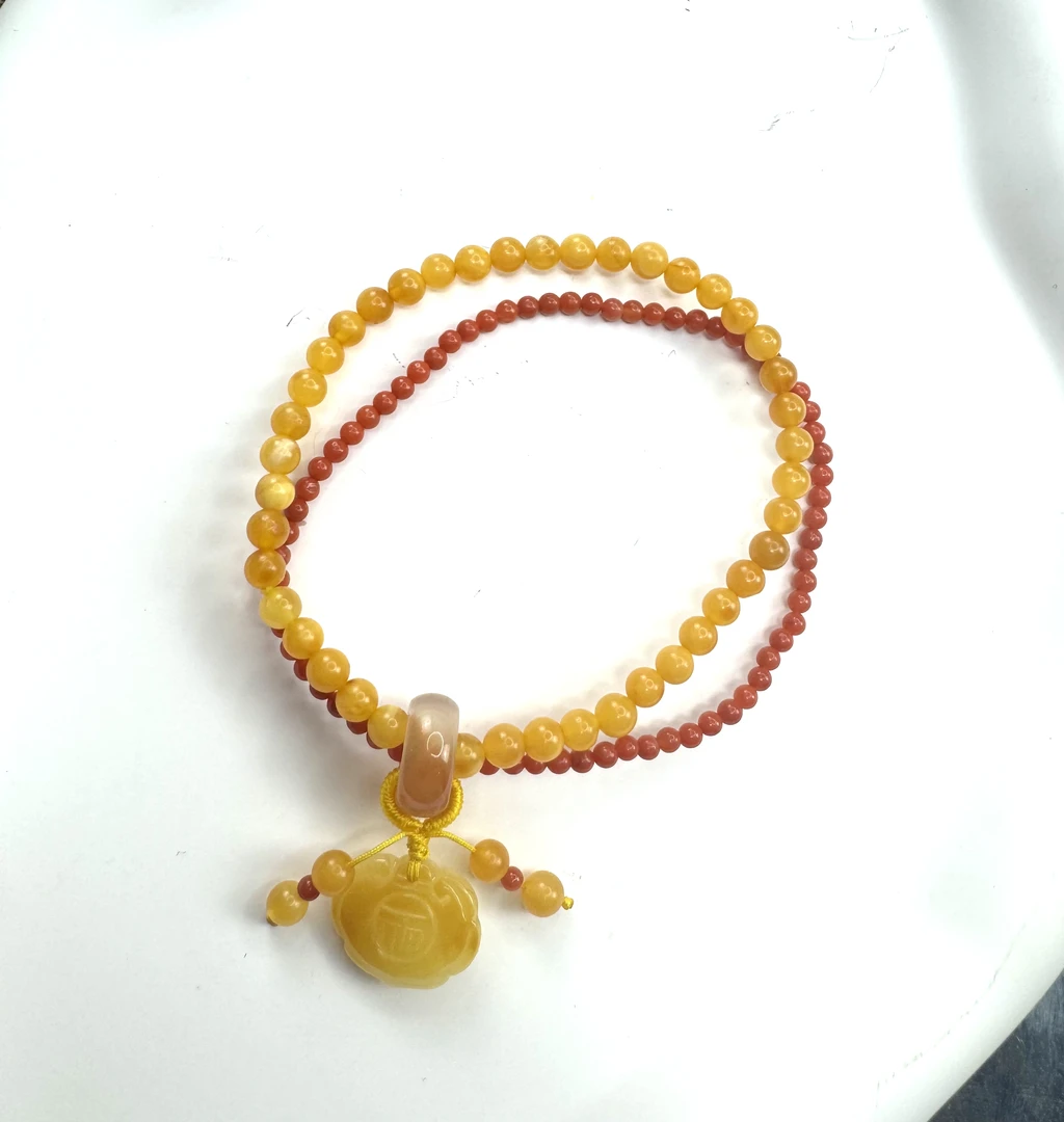 《云潇·原创》蜜蜡双圈手串 多样性发其一