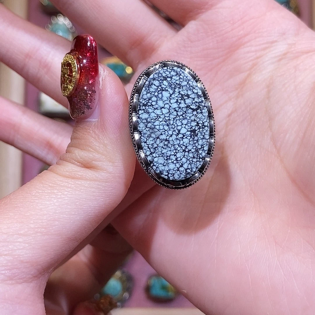 绿松石戒指银S925镶嵌知****水戒指