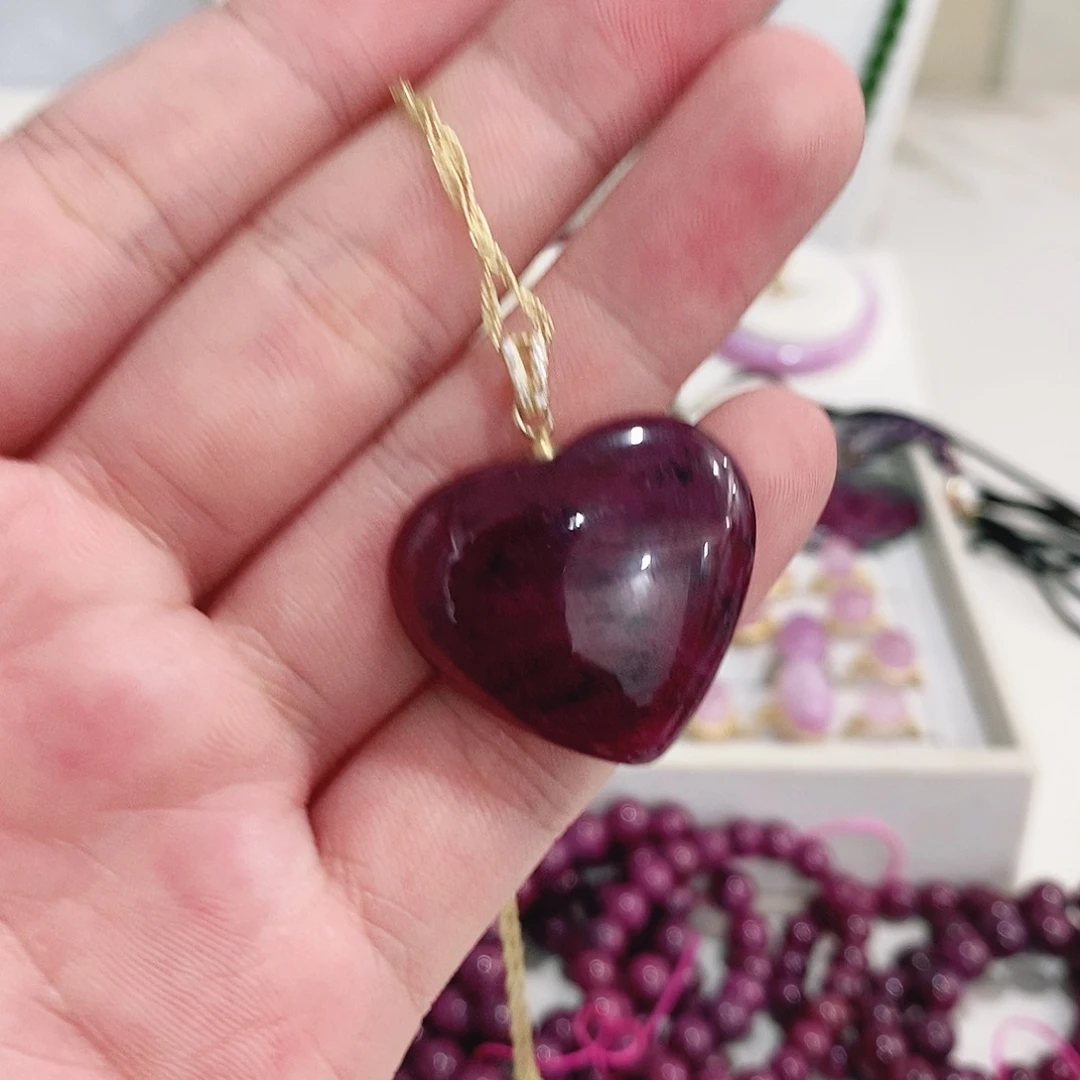 红宝石银S925镶嵌吊坠