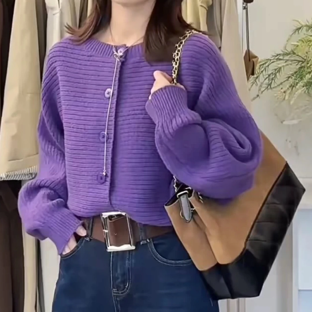 【甲木穿搭】前排纽扣开衫毛衣/伊 6061-2