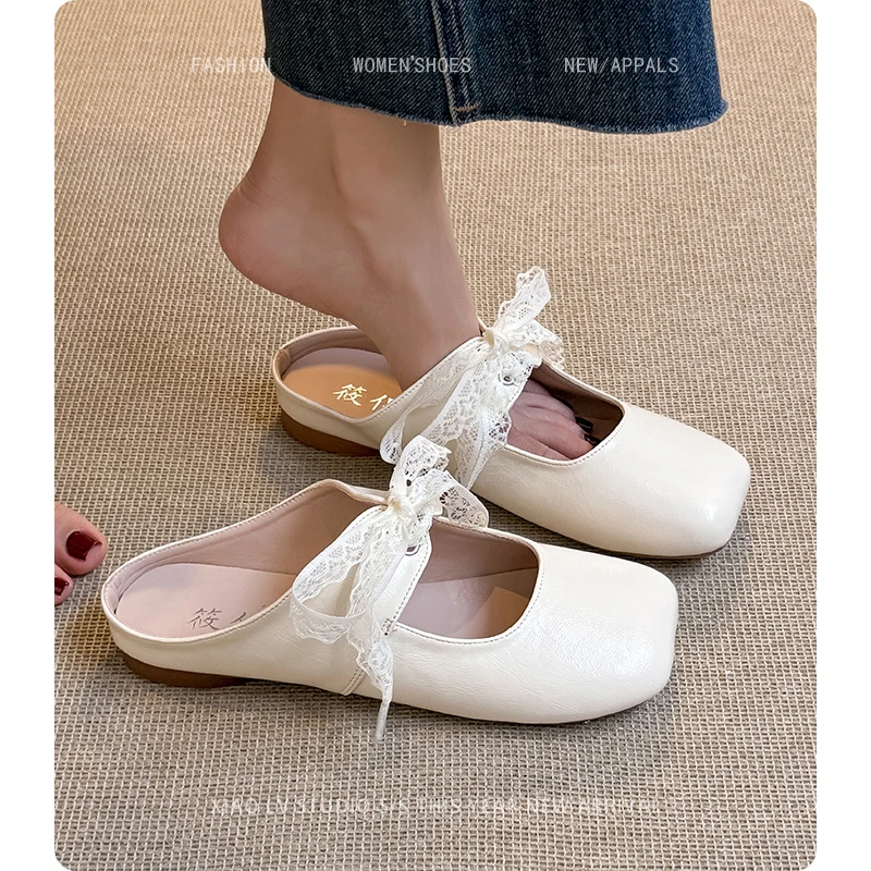 包头凉鞋女夏外穿懒人凉拖2025新款平底玛丽珍半拖鞋大码鞋41到43