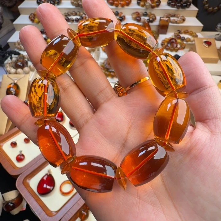 玉***缘琥珀未镶嵌裸石茶珀路路通