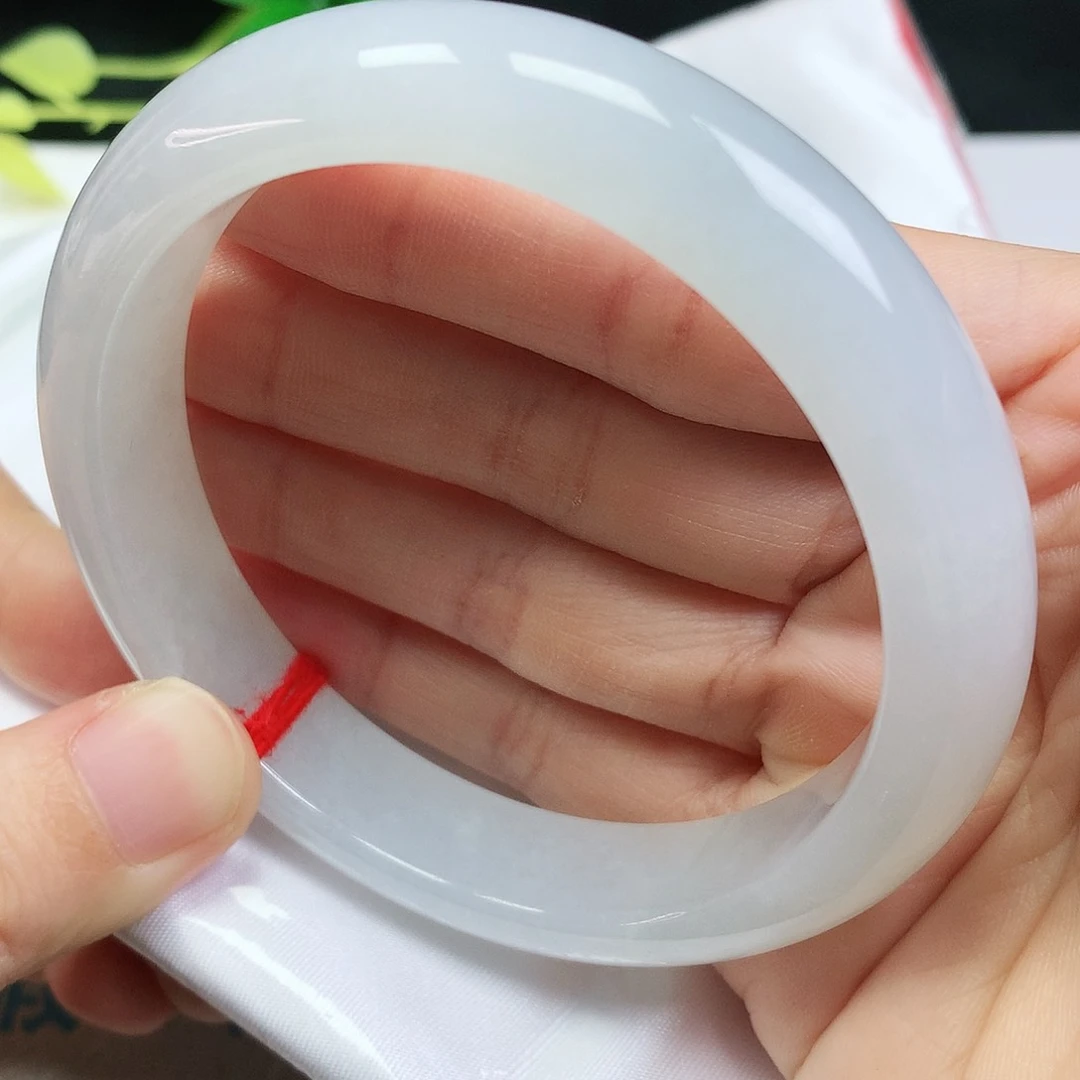 未镶嵌手镯翡翠58.8圈口白月光124