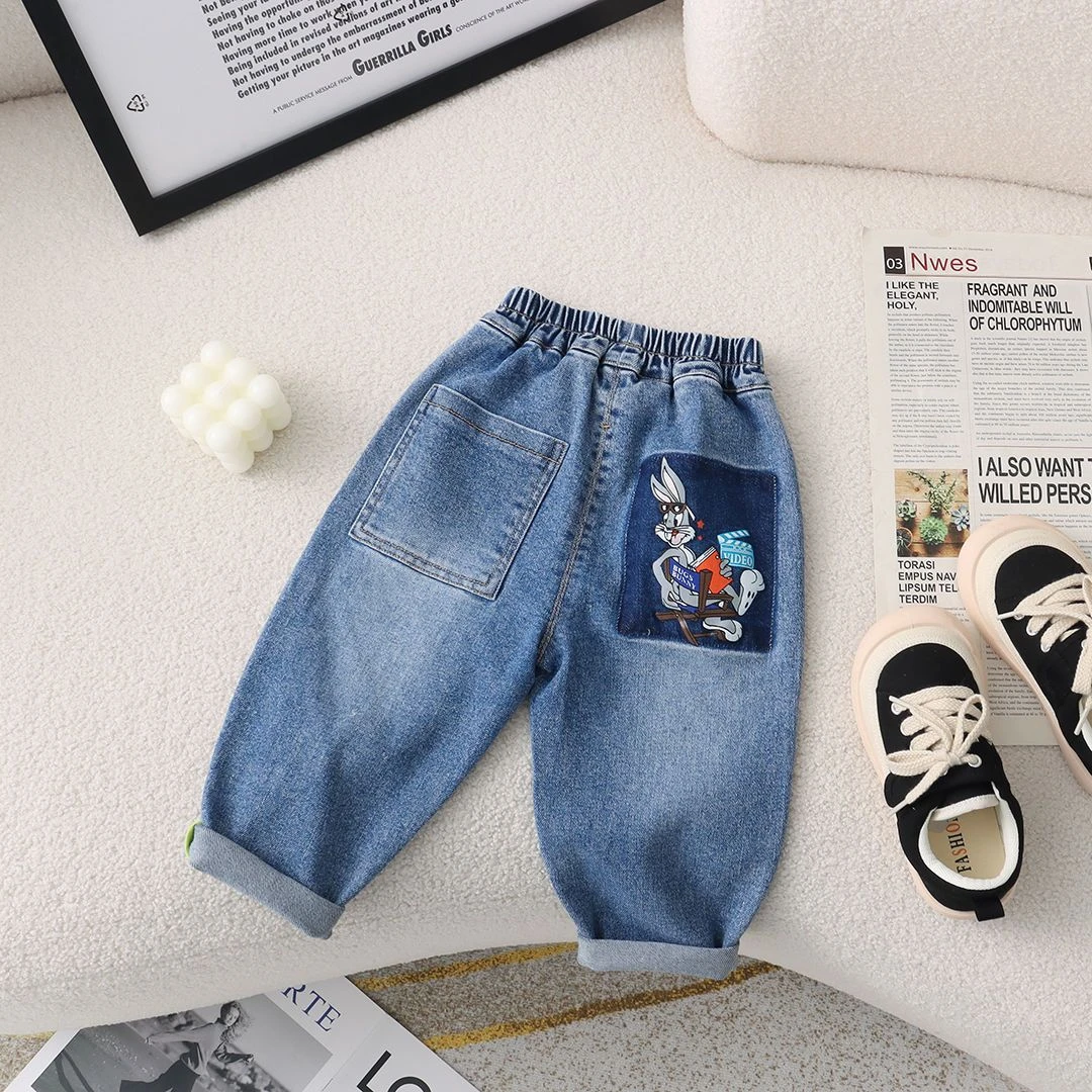 男童牛仔裤2025春秋新款中小童裤子宽松直筒秋季男孩儿童长裤休闲