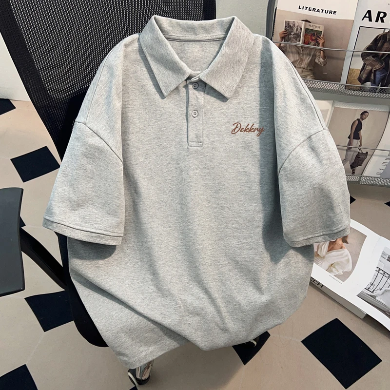 jtrt美式高街vintage休闲纯棉Polo衫短袖男女夏季潮牌正肩半袖T恤