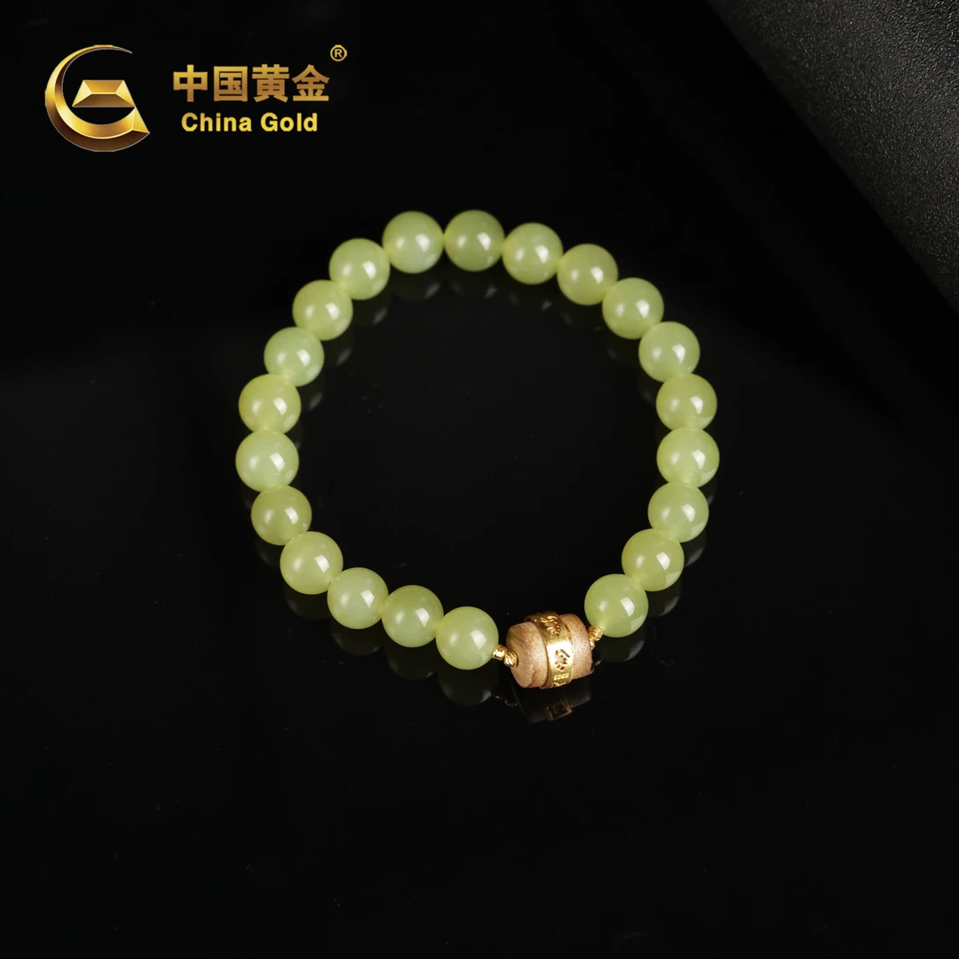 【中国黄金】熠时 | 和田玉*手串*S925银镶嵌-S3824-格