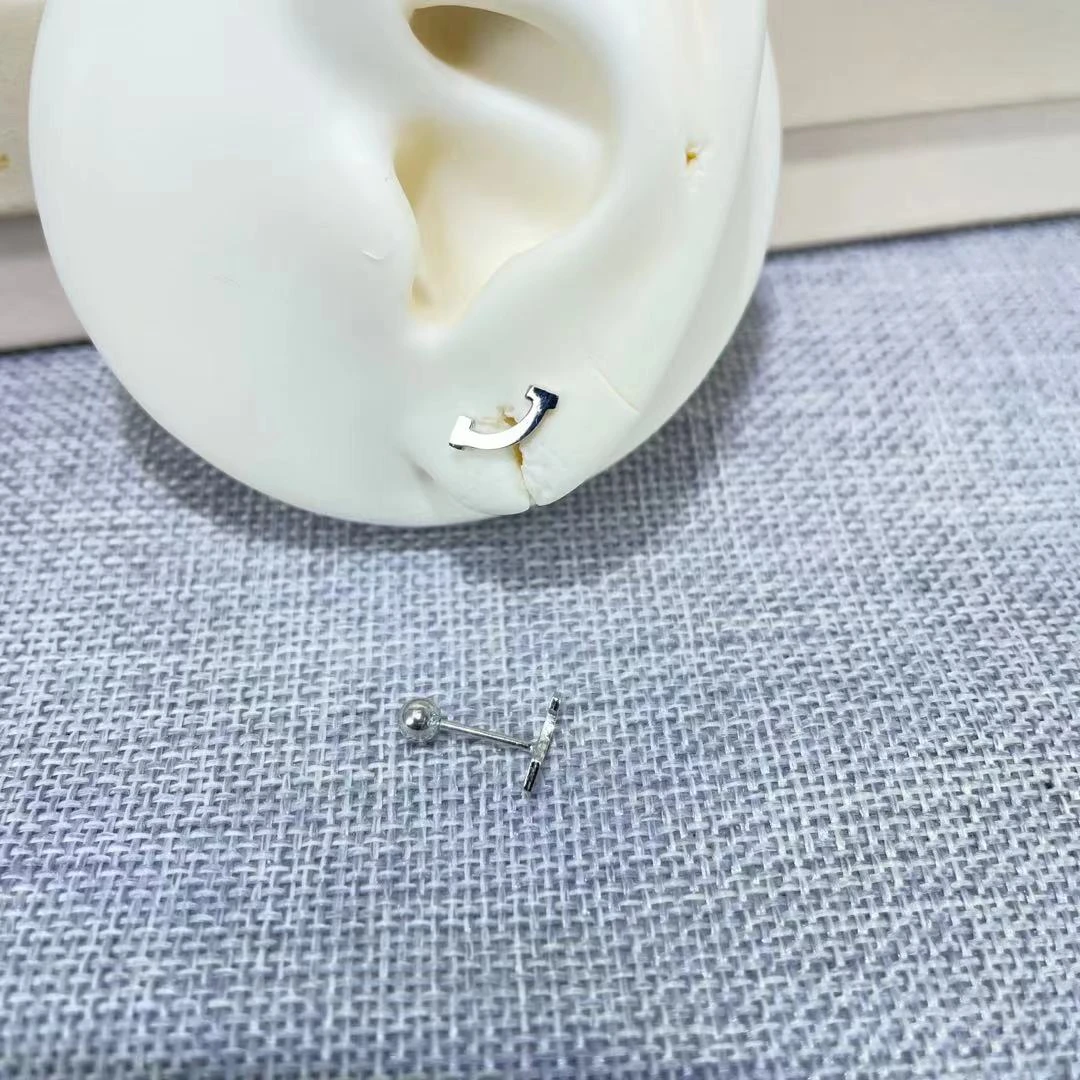 PT950铂金耳饰 微笑直针螺丝耳钉  气质百搭 S 91228