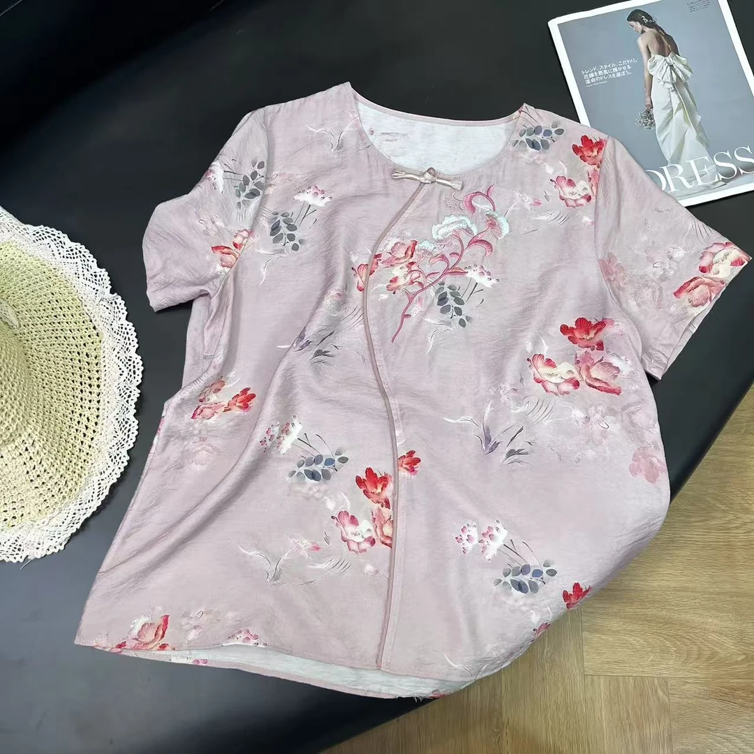 新中式夏季新款洋气国风短袖上衣女H5296