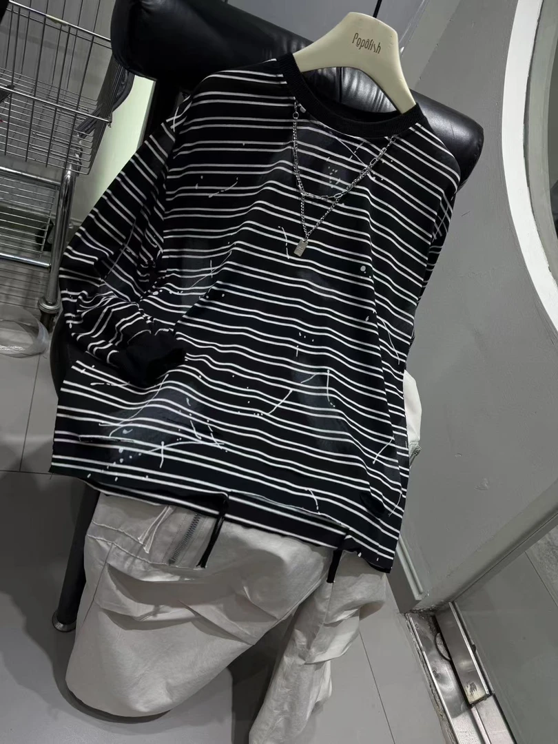 吾 2025【Y】2月14日 儿童男童女童时尚黑色条纹T恤2511-