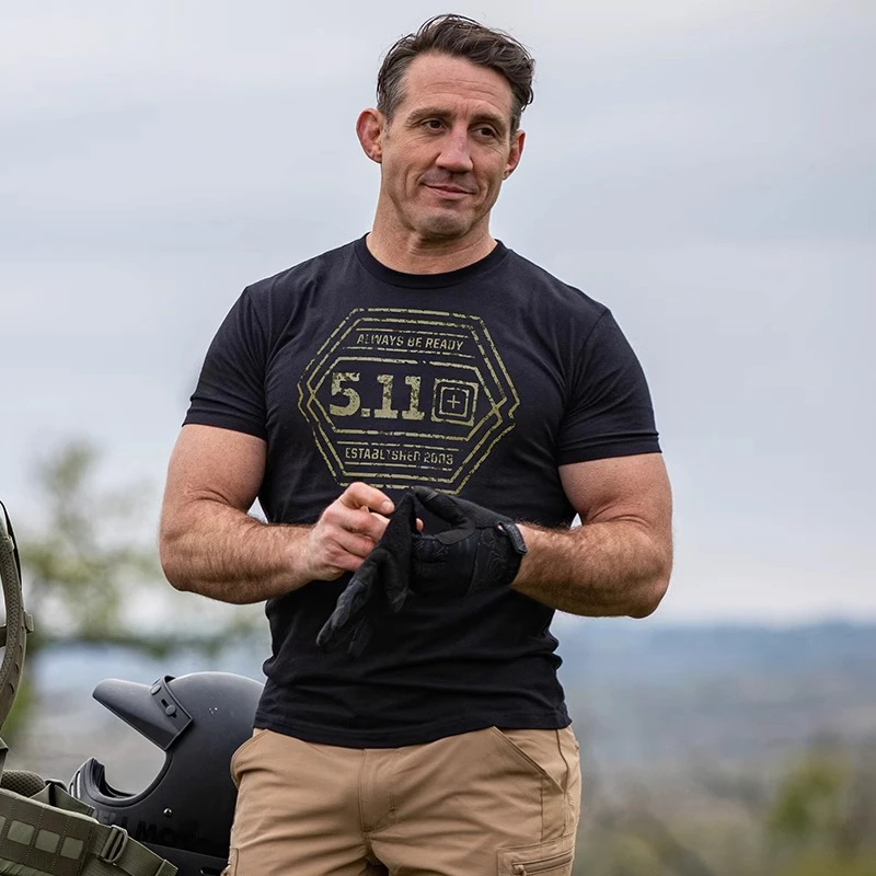 5.11TACTICAL男士圆领印花短袖T恤户外休闲徒步健身半袖2025新品