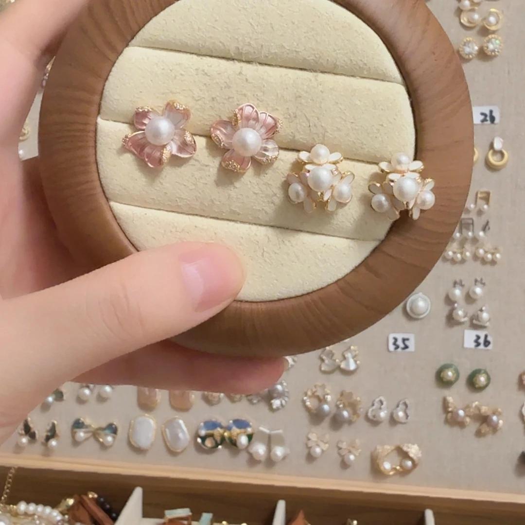 耳饰银S925镶嵌淡水珍珠