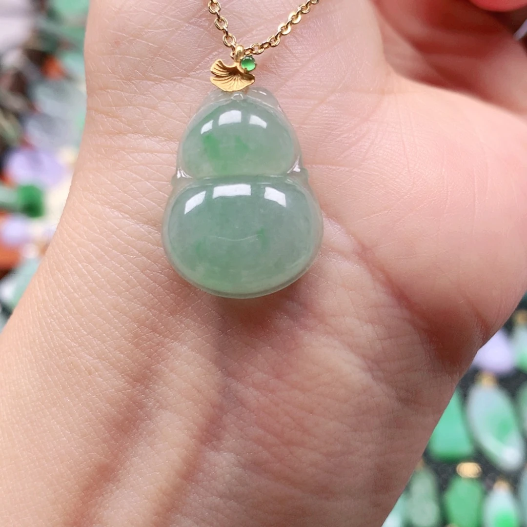 吊坠(不含链)18K金镶嵌翡翠