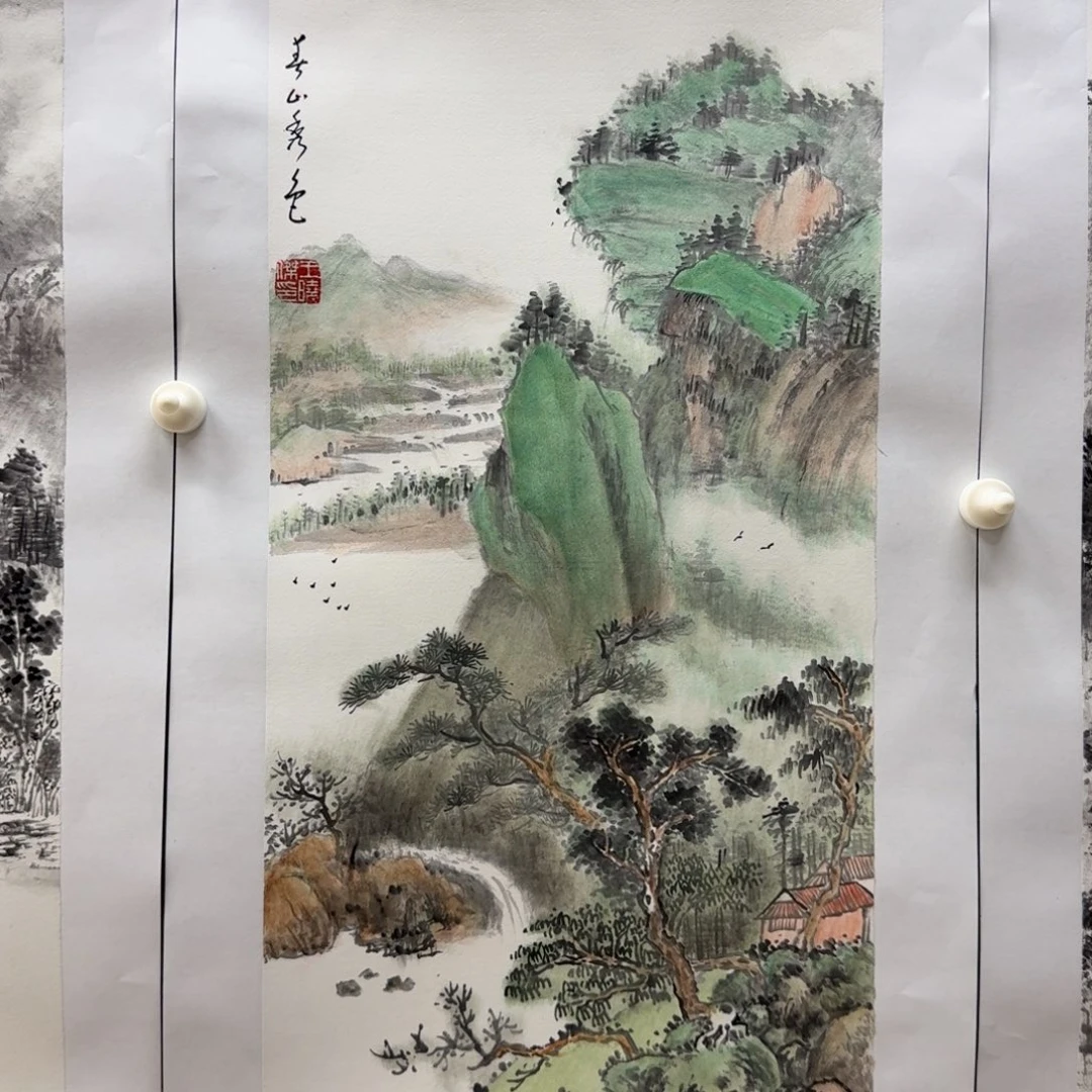 国画70x34作品山水画