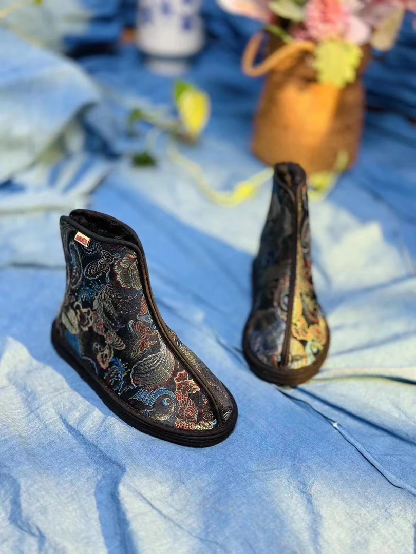 西楚凤凰牡丹-【冬款-加厚保暖】西楚XICHU国潮千层底布鞋