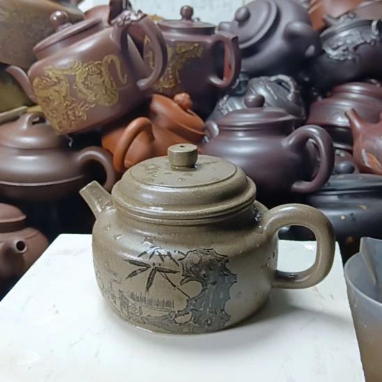 茶壶紫砂宜兴原矿青灰段紫砂壶柴烧300你