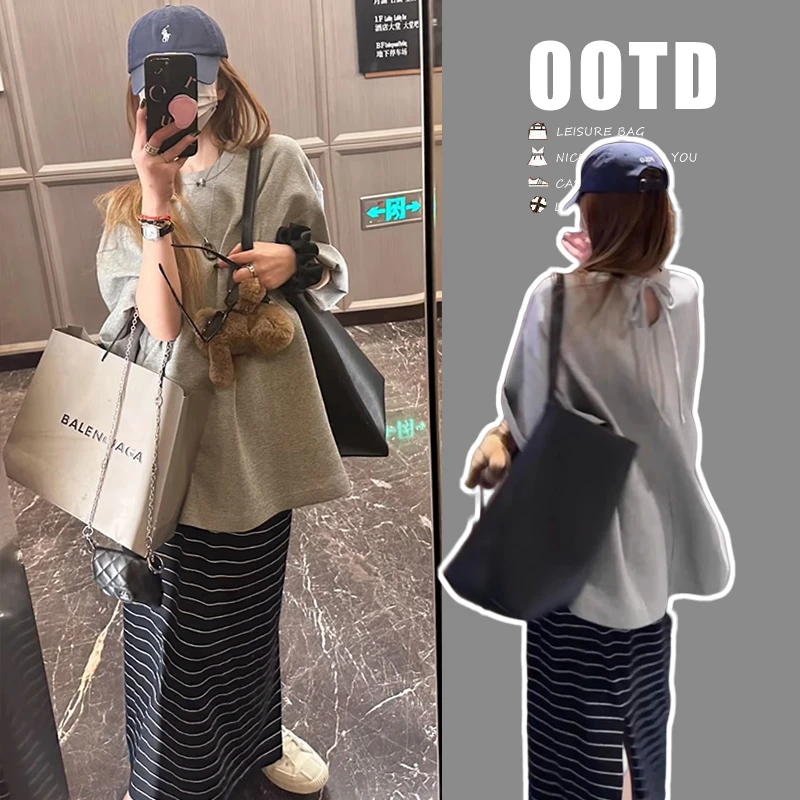 孕妇套装2025新款夏季时尚洋气时髦短袖薄款T恤上衣半身裙两件套