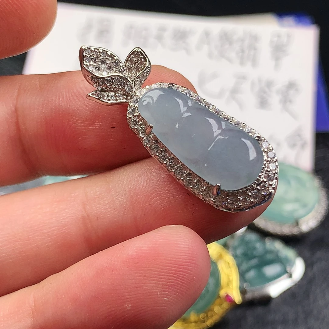 翡翠未镶嵌颈饰福豆