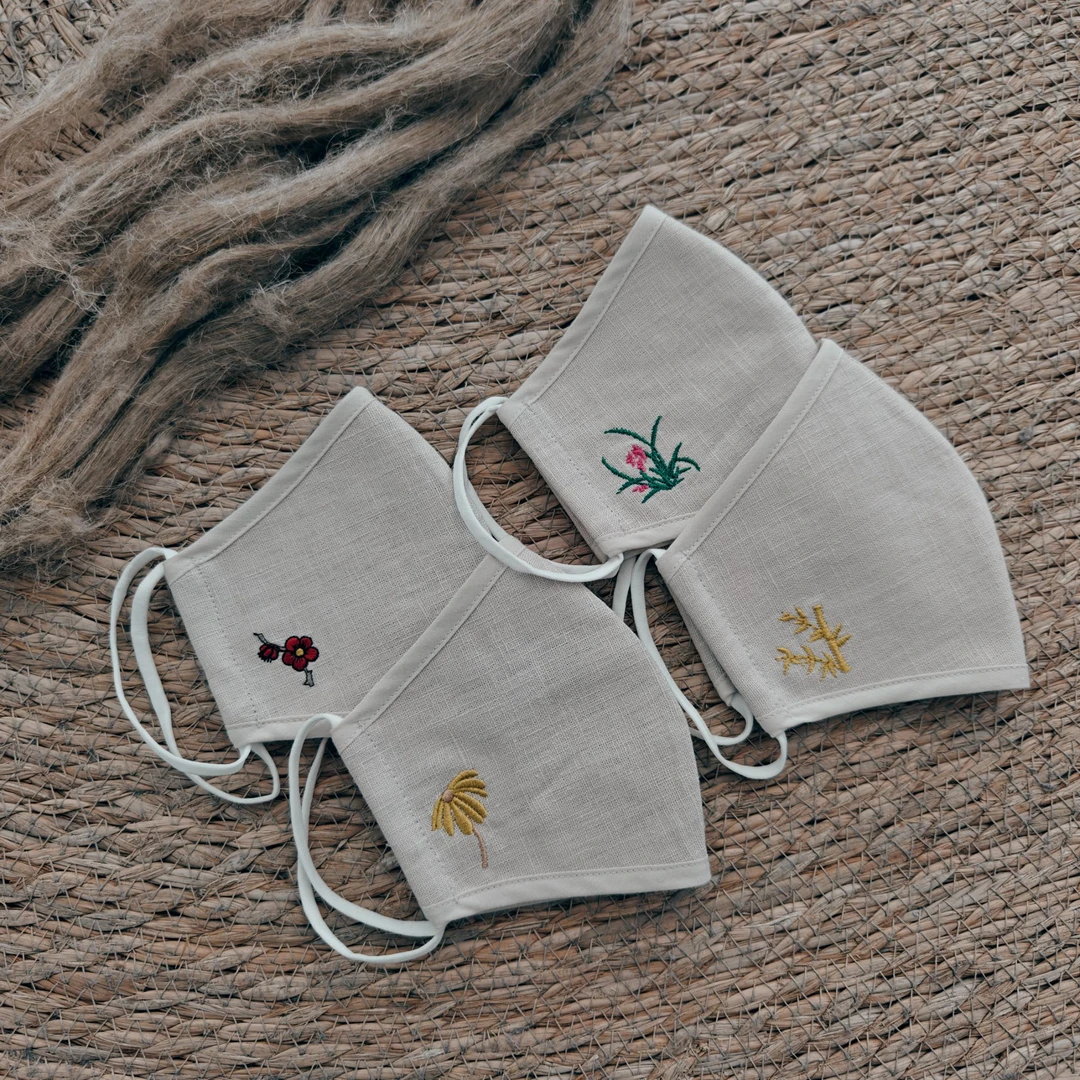 全亚麻刺绣口罩（梅兰竹菊）