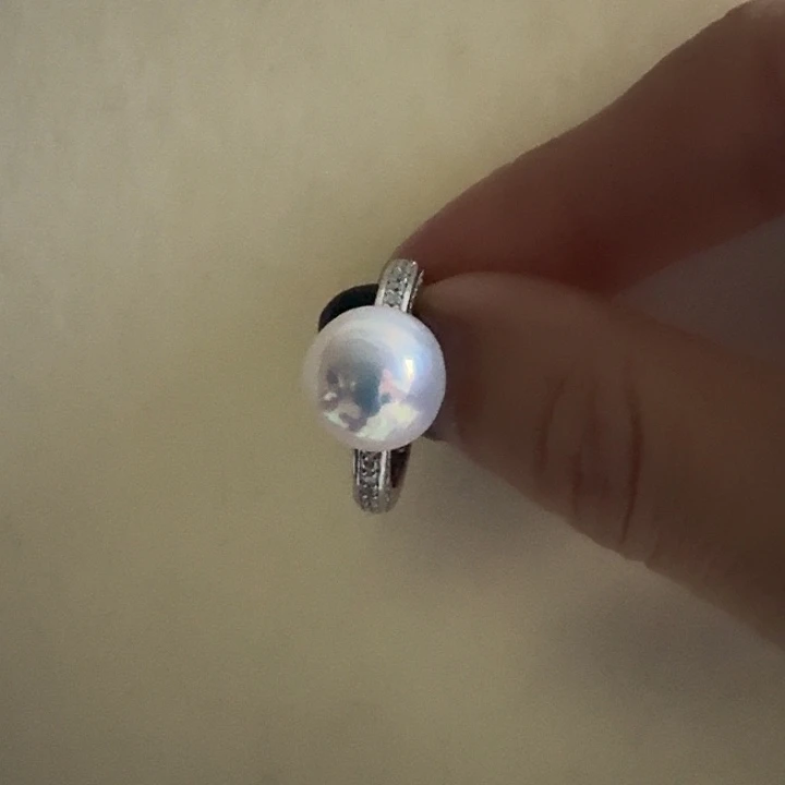 淄***阳淡水珍珠银S925镶嵌戒指极光戒指