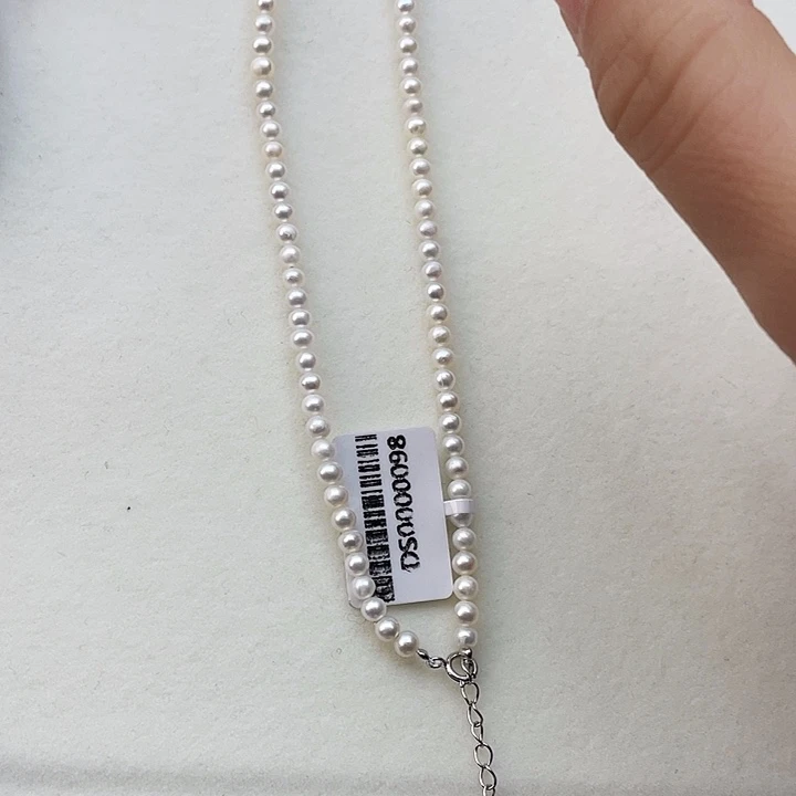 淡水珍珠颈饰银S925镶嵌卡4➕极光白