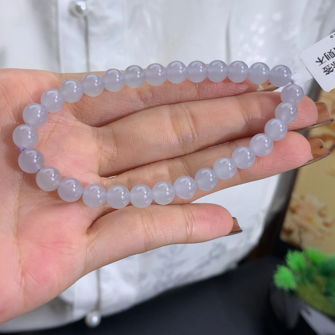 未镶嵌手串翡翠卡6.4冰胶淡淡紫手串