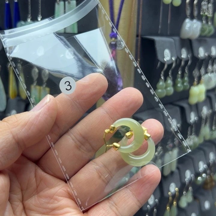 山***林和田玉银S925镶嵌耳饰