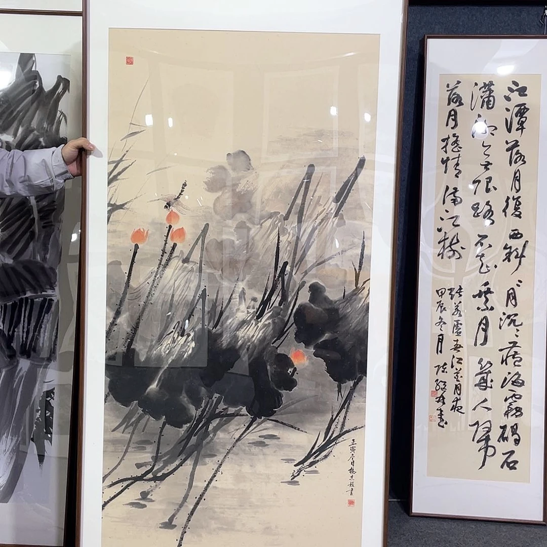 国画手绘画作品带框