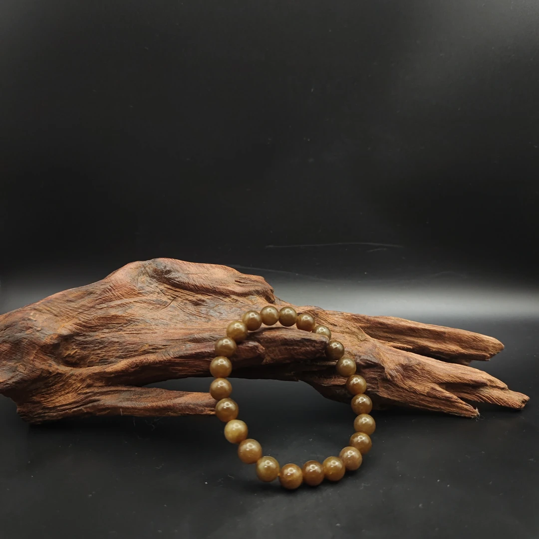 Z和田玉且末糖圆珠手串（卡8）2618