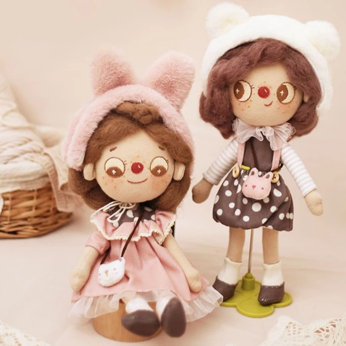 哈尼kiyo系列玩偶刺绣手工diy材料包布艺手工羊毛毡戳戳乐玩偶