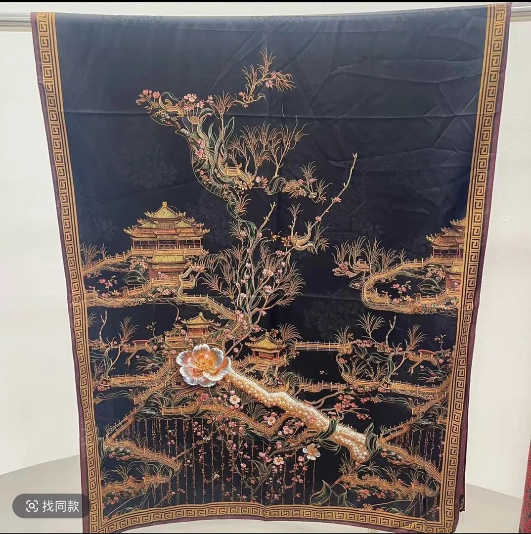 【金绣幽梦】70*180cm双面老料高奢新款百搭款围巾披肩