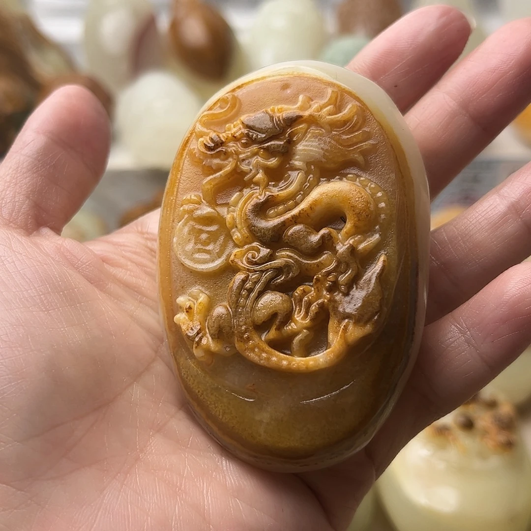 石材方解石手把摆件不退换龙