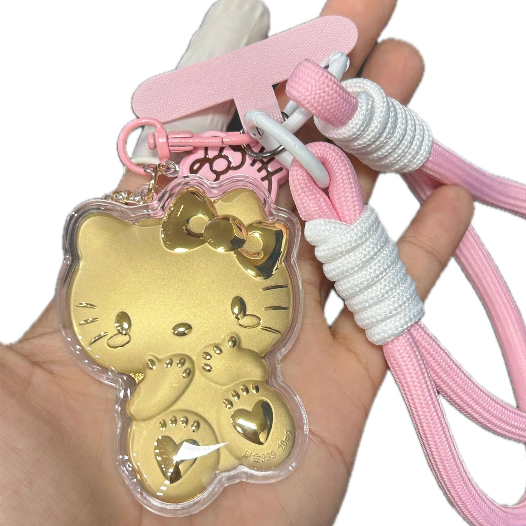 热卖水贝黄金999爆款凯蒂猫黄金kt猫挂件可爱国潮挂件百搭新款