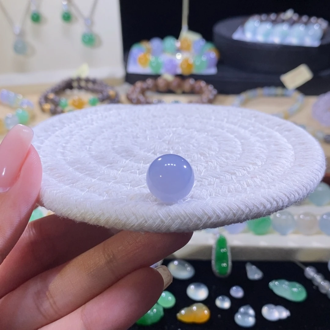 翡翠未镶嵌颈饰满蓝紫珠卡13