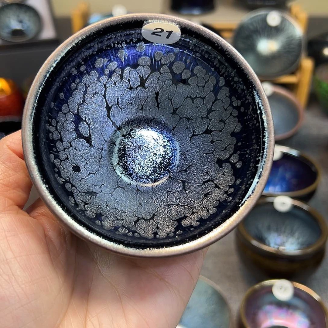 茶盏黑牡丹束口亲手工